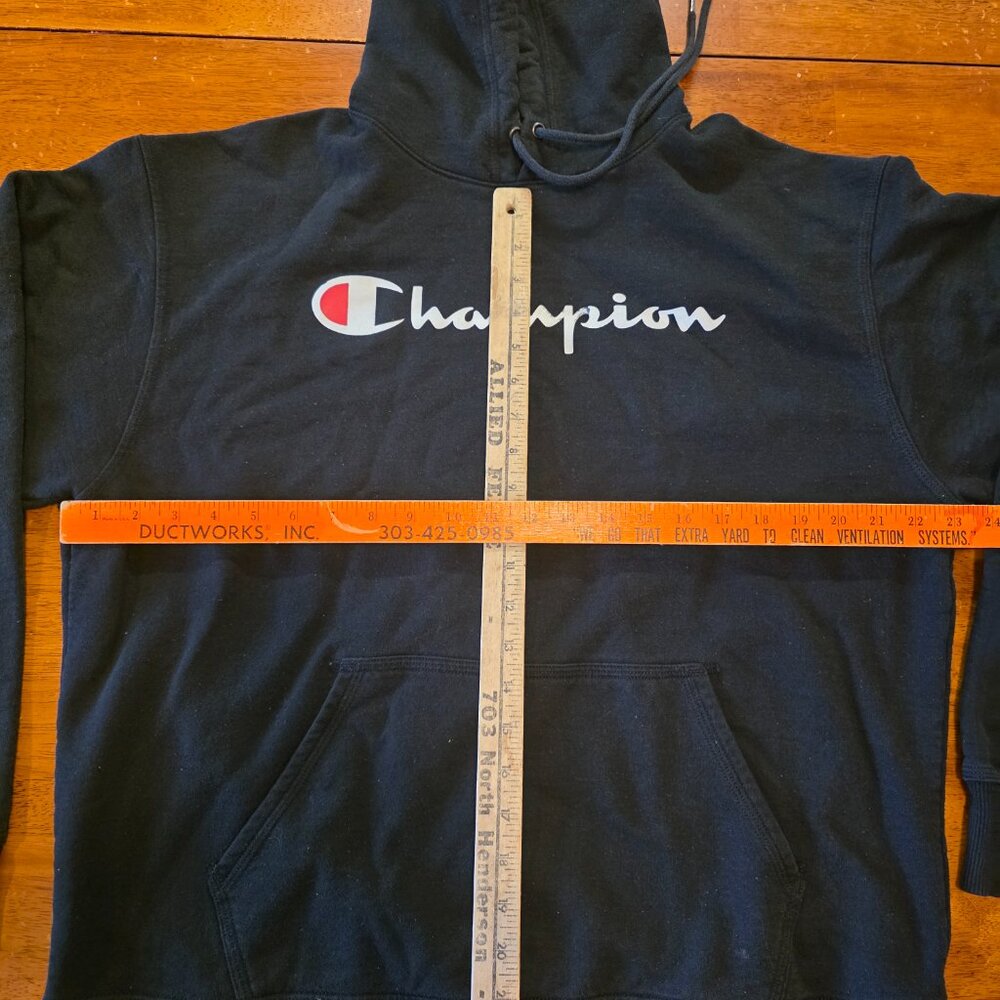 Champion Fleece Pullover Hoodie with Pockets Black Men's Large - Picture 5 of 10